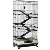 32L 6-Level Small Animal Cage Rabbit Hutch with Wheels Slide-out Tray Black for Bunny Chinchillas Ferret