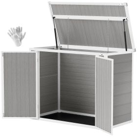 4.7 x 2.5FT Outdoor Horizontal Storage Shed, Lockable Trash Can Storage with Chain Lid, Gray