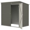 6' x 4' Outdoor Garden Shed, Metal Storage Shed with Lockable Door and Gloves for Backyard Garden Patio, Light Gray