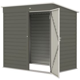 6' x 4' Outdoor Garden Shed, Metal Storage Shed with Lockable Door and Gloves for Backyard Garden Patio, Light Gray