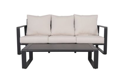 Three-person sofa + rectangular coffee table, light brown cushions YB15052 (Tino Tino)