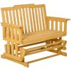 2-Person Patio Swing Glider Bench with Quick Drying Design and Widen Armrest, Wood Rocking Chair Loveseat for Backyard Garden Porch, Natural