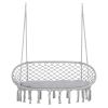 Hanging Hammock Chair Cotton Rope Porch Swing with Metal Frame and Cushion, Large Macrame Seat for Patio, Garden, Light Grey