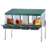 4-Hole Chicken Nest, With Legs And Cover to Protect Eggs,Green