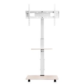 Rolling TV Stand, Mobile TV Cart for 32-70 Inch Screens, 25° Left-Right Rotation and Height Adjustable TV Mount with Tray