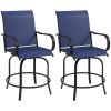 Outdoor Bar Stools Set of 2 with 360 Swivel for Deck Parties Bar Height, Navy Blue