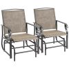2 Pieces, Patio Rocking Chairs, All-Weather Spring Motion Textile with Breathable Mesh Fabric, Khaki