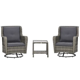 Patio Pivotal 360°Rotating Rocking Bistro Set, Gray, Modern & Comfortable Outdoor Seating