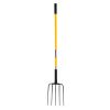 Garden Fork, 5-Tine Gardening Pitchfork with Fiberglass Handle, 57 in Heavy Duty Digging Fork with Y Grip