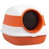 Cat Litter Box with Lid, Covered Litter Box w/High Sides, Two-Way Entrance Kitty Litter Box, Foldable, Easy Clean, White and Orange