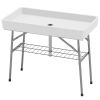 3.4ft Folding Ice Cooler Table with Drain, Fill and Chill Table Outdoor Table Cooler with Storage Shelf