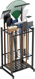 Garden Tool Organizer, Yard Tool Tower Rack for Garage Organization and Storage, Up to 35 Long-Handled Tools/Rakes/Brooms