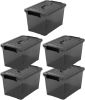 17 QT Plastic Storage Bins with Latching Lids 5 Packs Large Stackable Storage Containers for Organizing Storage Box for Garage, Closet, Classroom