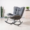 Direct Wicke Outdoor Metal Rocking Chair with Cushion, Patio Rocker Chair with Thick Padded Seat, Sturdy Frame, Gray