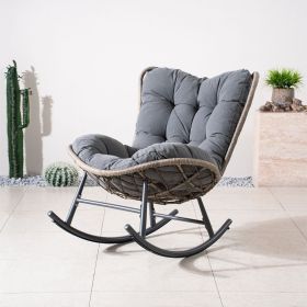 Direct Wicke Outdoor Metal Rocking Chair with Cushion, Patio Rocker Chair with Thick Padded Seat, Sturdy Frame, Gray