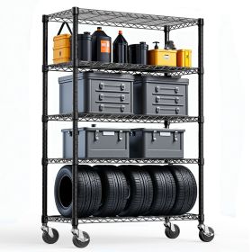 Steel Storage Shelving 5-Tier Utility Shelving Unit Steel Organizer Wire Rack with Wheels for Home,Kitchen,Office,Garage