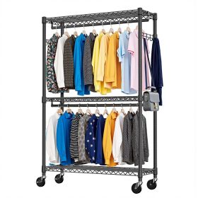 3 Tier Heavy Duty Rolling Garment Rack Wire Clothes Rack for Hanging Clothes