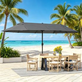 Gray  Extra Large 15ft Patio Umbrella Double-Sided Wide Outdoor Canopy with Crank Handle And Air Vents for Backyard Deck Pool