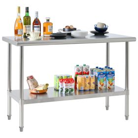 48x24 inch Stainless Steel Worktables Workbenches,Heavy Duty Commercial Food Prep Work Table with Adjustment for Home,Kitchen,Restaurant