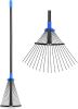 Adjustable Metal Leaf Rake Long Handle, Garden Rakes for Lawns Heavy Duty Leaves with Expandable Head 8-17"