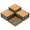 30 PCS Interlocking Deck Tiles 12 x 12 Inch Acacia Wood Patio Tiles with Straight Slats