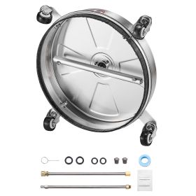 16.5" Pressure Washer Surface Cleaner, Stainless Steel Pressure Washer Attachments with 4 Wheels, 4000 Max PSI, 1/4 Quick Connector, 2 Spray Nozzles