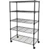 5-Tier Wire Storage Shelves, 30" D x 14" W x 63" H,1250 lb Load Capacity, Blac