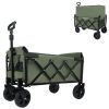 Expandable Dual-Layer Utility Wagon Grocery Cart for Camping, Shopping, Sports, Gardening, Fishing, Supports 225lbs, Brown