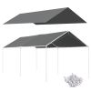 10' x 20' Carport Replacement Top Canopy Cover, UV Resistant and Water Resistant Car Port Portable Garage Tent Cover with Ball Bungee Cords, Dark Gray