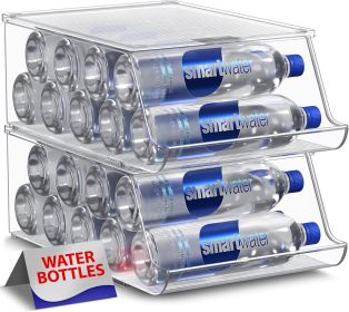 Water Bottle Organizer for Fridge with Lid – Holds 9 Bottles – Stackable Drink Organizer for Refrigerator