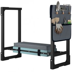 Garden Kneeler and Seat, Heavy Duty Foldable Gardening Stool with Thicker Soft Kneeling Pad, Extendable Steel Leg