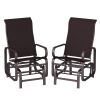 Gliding Lounger Chair Set of 2, Single Rockers with Lightweight Metal & Mesh Construction, Brown