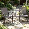 2-Seat Outdoor Patio Glider Rocking Chair with Coffee Table Breathable Sling Backyard Garden Porch Swinging Furniture Set