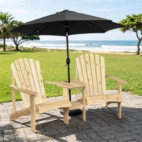Natural Wood Fire Pit Seating for 2 with Wooden Chairs Outdoor Table And Umbrella Hole Wood 2 Person Bench for Garden
