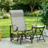 Grey Metal High Back Outdoor Patio Rocking Chair - Comfortable Garden Furniture