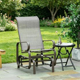 Grey Metal High Back Outdoor Patio Rocking Chair - Comfortable Garden Furniture