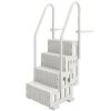 Swimming Pool Ladder Adjustable Height for Above Ground Pool Steps with Dual Handrails White