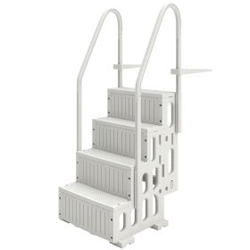 Swimming Pool Ladder Adjustable Height for Above Ground Pool Steps with Dual Handrails White