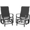 Gliding Lounger Chair Set of 2, Single Rockers with Lightweight Metal & Mesh Construction, Black