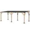 10' x 20' Wooden Gazebo, Hardtop Lean-to Gazebo Pergola with Galvanized Steel Sloped Roof, Light Walnut