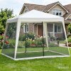 Beige 10'x10' Outdoor Party Tent Canopy with Mesh Sidewalls Patio Gazebo Sun Shade Screen Shelter for Backyard Camping Travel