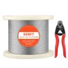 1/8 Inch Wire Rope, 500 ft Length, 316 Stainless Steel Wire Cable with Cutter, 1760 lbs Breaking Strength, 1 x 19 Strands Construction