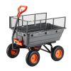 Garden Dump Cart, 1200 lbs Poly Dump Cart, Garden Carts Dumps Wagon with Storage Fence, 2-in-1 Convertible Handle, 90° Quick-Dumps Mechanism