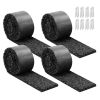 Rubber Mulch Mat Roll, 4 Rolls 120 x 4.5 in, Recycled Rubber Permanent Mulch Edging Border, Natural-Looking Flower Barrier with Stakes