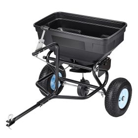 Tow Behind Broadcast Spreader, 130LBS Capacity, Tow/Push Garden Spreader with 13 in Tires, 30 Adjustable Setting & 9.8 ft Spreading Width