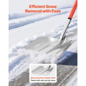 Snow Shovel for Driveway, 14 in Wide Aluminum Alloy Snow Shovel with D-shaped Handles, Large Capacity Snowplow Shovels