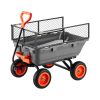 Garden Dump Cart, 800 lbs Poly Dump Cart, Garden Carts Dumps Wagon with Storage Fence, 90° Quick-Dumps Mechanism, 180° Swivel Wheels