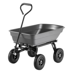 Garden Dump Cart, 600 lbs Poly Dump Cart, Garden Carts Dumps Wagon with 90° Quick-Dumps Mechanism, 180° Swivel Wheels, 270° Flexible Rotating Bearings