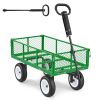 Garden Cart, 900 LBS, Heavy Duty Steel Yard and Garden Utility Wagon with 10-Inch Tires, Outdoor Gardening Stool with Adjustable Handle