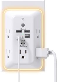 Surge Protector, Outlet Extender with Night Light, 5-Outlet Splitter and 4 USB Ports(1 USB C)